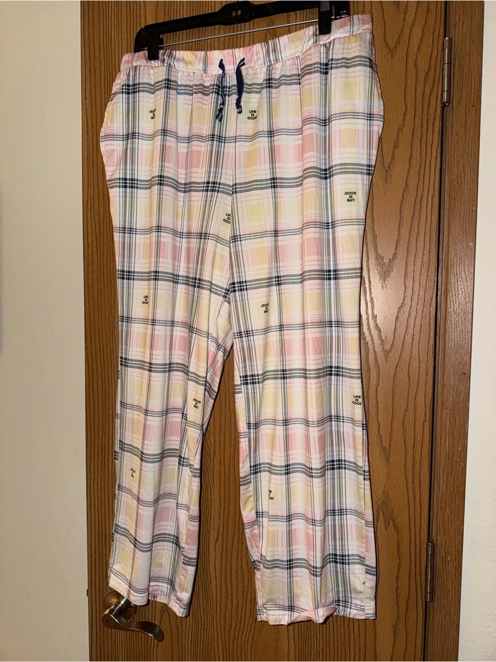 Life Is Good XL Plaid Pastel Lounge Pants - Pink, Yellow, Blue